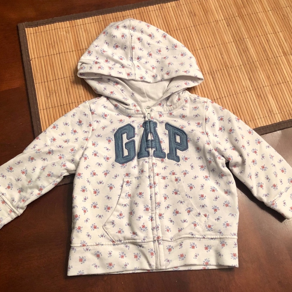 Baby GAP 6-12 months Floral Zip Hoodie w/ pockets